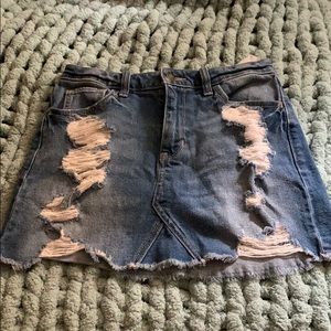 hollister jean skirt with rips. small